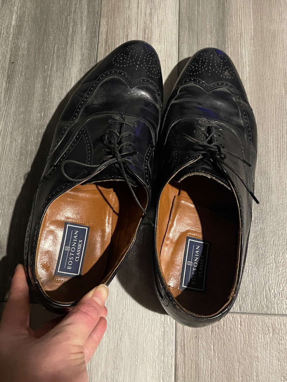 Bostonian Classics Black Leather Wingtip Oxford Dress Shoes Men's size 8